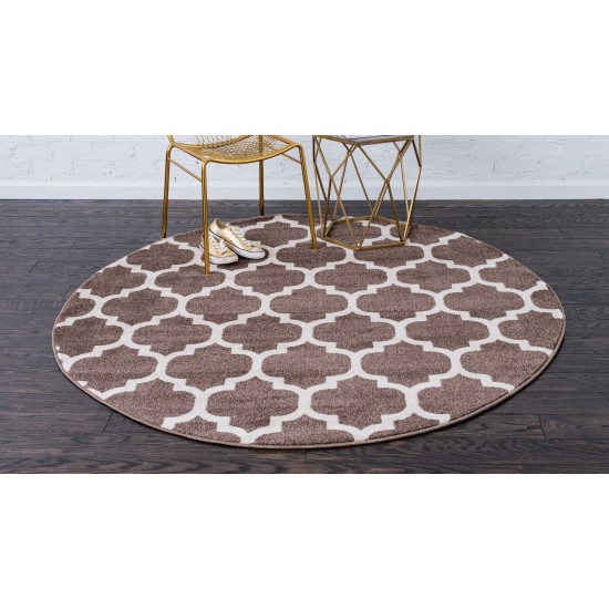 Rug Unique Loom Trellis Brown/Beige Round 8' 0 x 8' 0