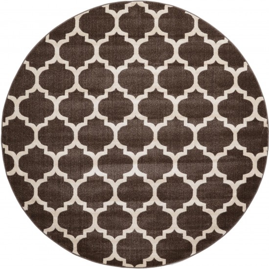 Rug Unique Loom Trellis Dark Brown/Beige Round 8' 0 x 8' 0