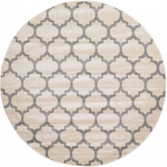 Rug Unique Loom Trellis Beige/Gray Round 8' 0 x 8' 0