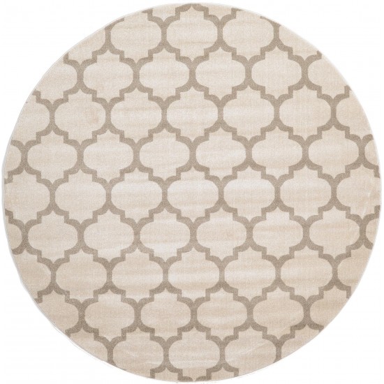 Rug Unique Loom Trellis Beige/Light Brown Round 8' 0 x 8' 0