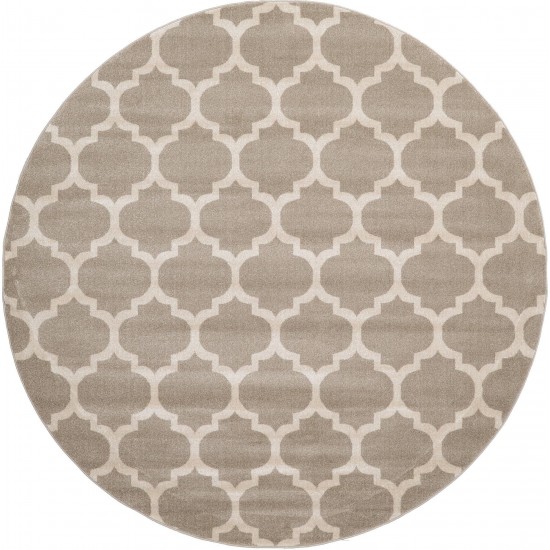 Rug Unique Loom Trellis Light Brown Round 8' 0 x 8' 0