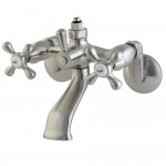 Kingston Brass Vintage Wall Mount Tub Faucet with Riser Adaptor, Brushed Nickel