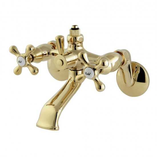 Kingston Brass Vintage Wall Mount Tub Faucet with Riser Adaptor, Polished Brass