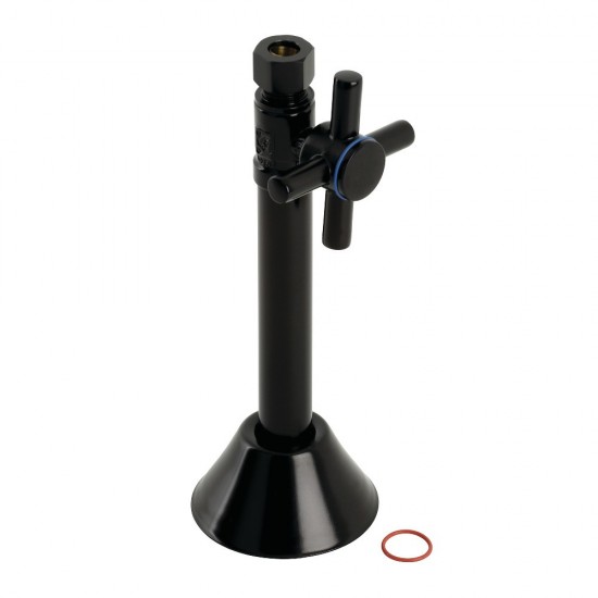 Kingston Brass Concord 1/2" Sweat x 3/8" O.D. Comp Straight Shut Off Valve with 5" Extension, Matte Black
