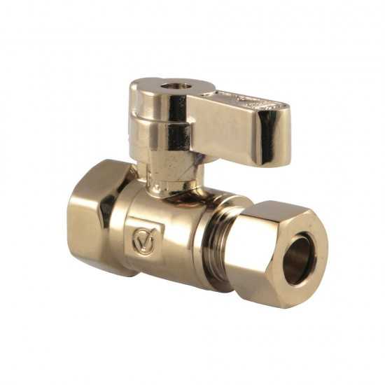 Kingston Brass 3/8 Fip X 3/8 OD Comp Straight Stop Valve with Lever Handle, Polished Brass