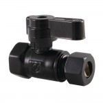 Kingston Brass 3/8 Fip X 3/8 OD Comp Straight Stop Valve with Lever Handle, Matte Black