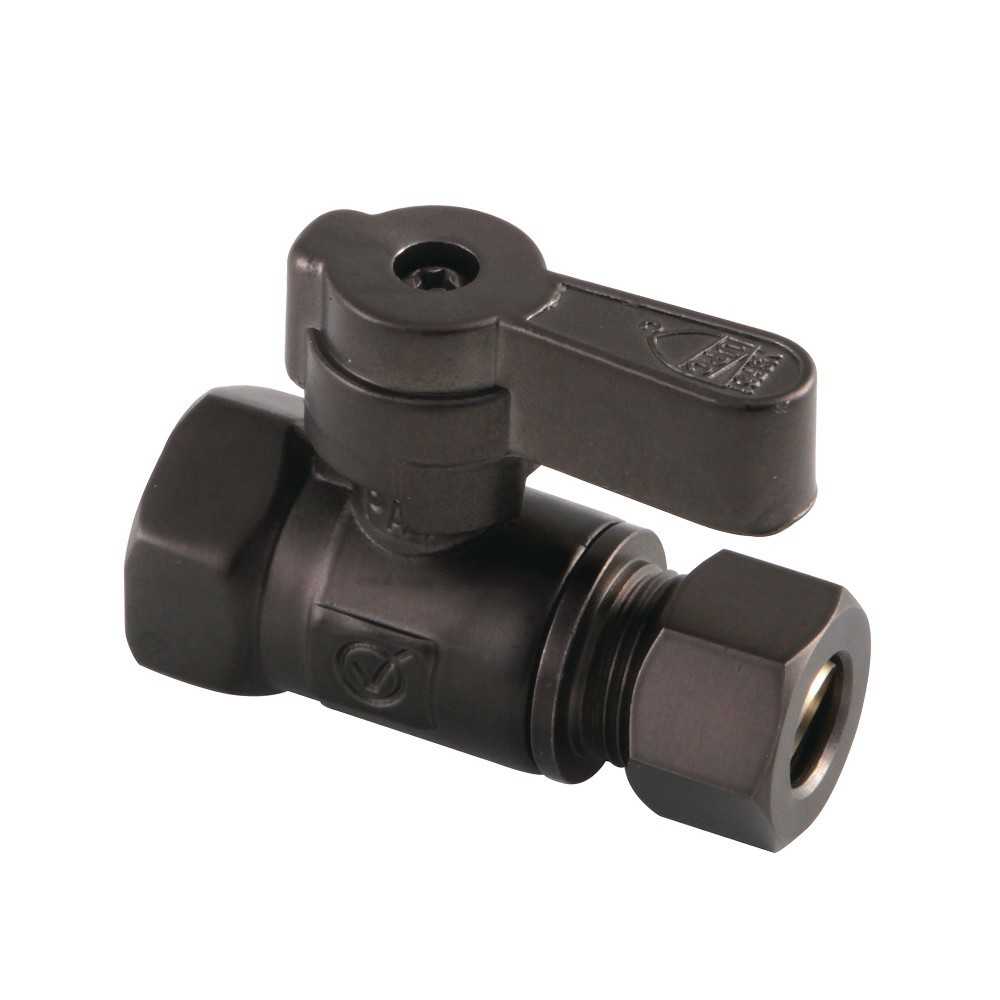 Kingston Brass 3/8 Fip X 3/8 OD Comp Straight Stop Valve with Lever Handle, Oil Rubbed Bronze