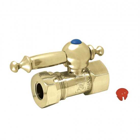 Kingston Brass 1/2 O.D. Compression, 1/2 Slip Joint Straight Shut-off Valve, Polished Brass