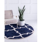 Rug Unique Loom Trellis Navy Blue Round 6' 0 x 6' 0