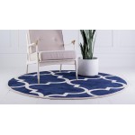 Rug Unique Loom Trellis Navy Blue Round 6' 0 x 6' 0