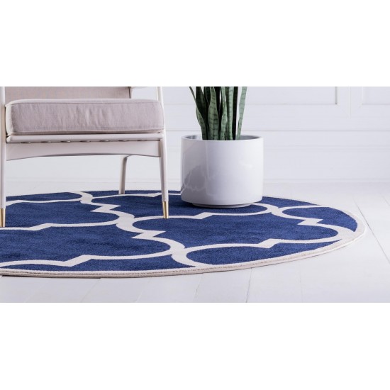 Rug Unique Loom Trellis Navy Blue Round 6' 0 x 6' 0