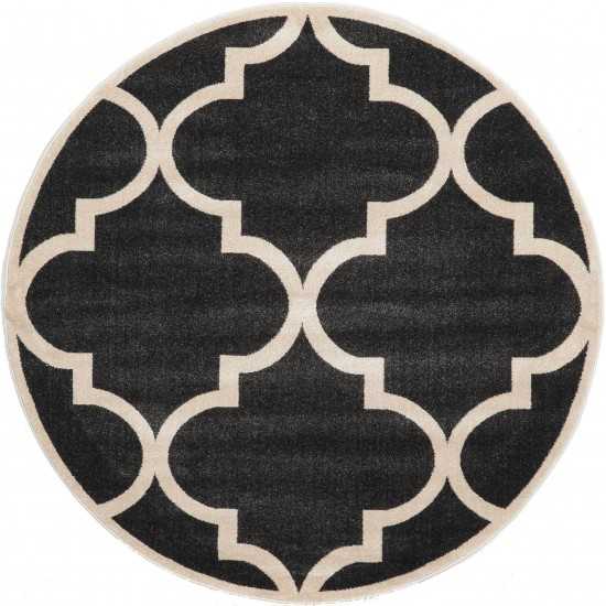 Rug Unique Loom Trellis Black Round 6' 0 x 6' 0