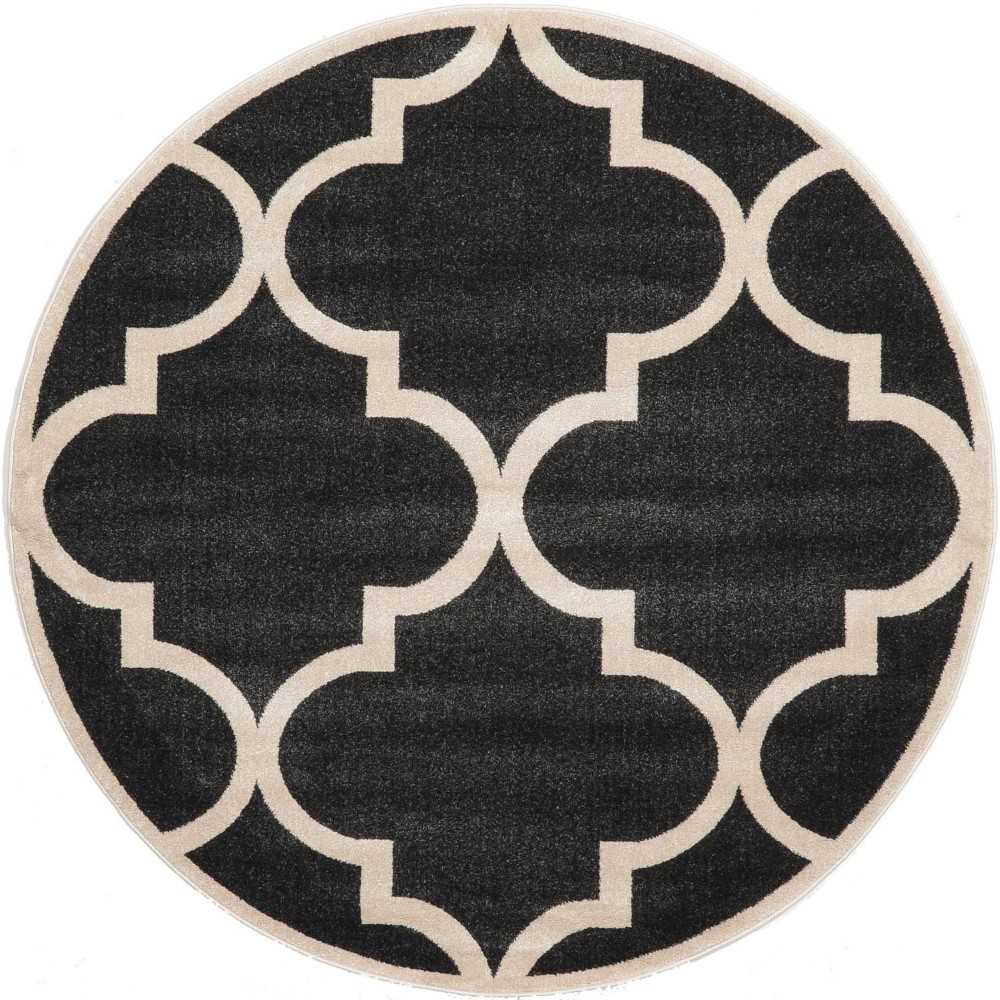 Rug Unique Loom Trellis Black Round 6' 0 x 6' 0 Rug Unique Loom Trellis Black Round 6' 0 x 6' 0