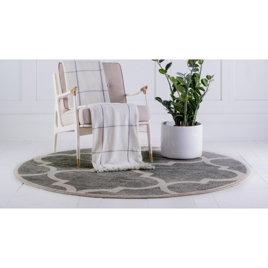 Rug Unique Loom Trellis Gray Round 6' 0 x 6' 0