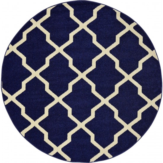 Rug Unique Loom Trellis Navy Blue Round 6' 0 x 6' 0