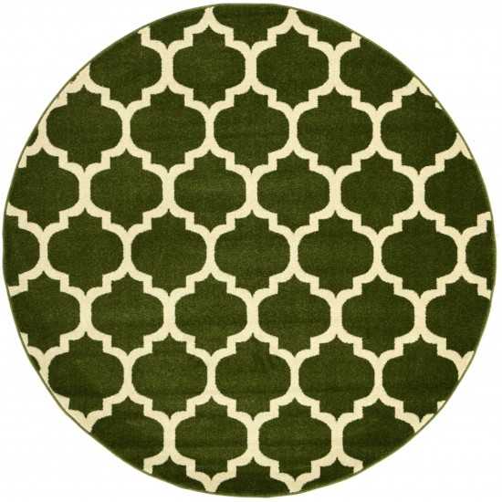 Rug Unique Loom Trellis Dark Green Round 6' 0 x 6' 0