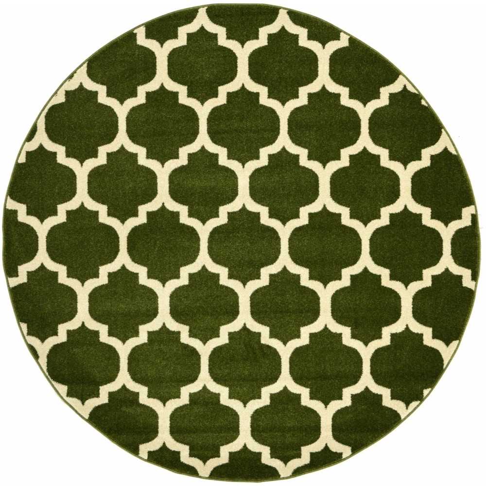 Rug Unique Loom Trellis Dark Green Round 6' 0 x 6' 0