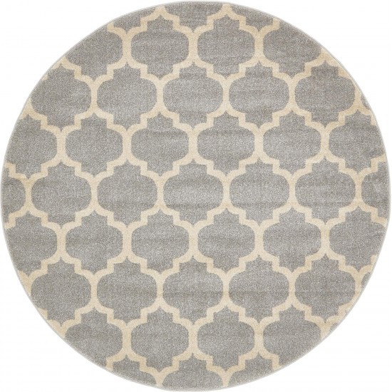 Rug Unique Loom Trellis Light Gray Round 6' 0 x 6' 0