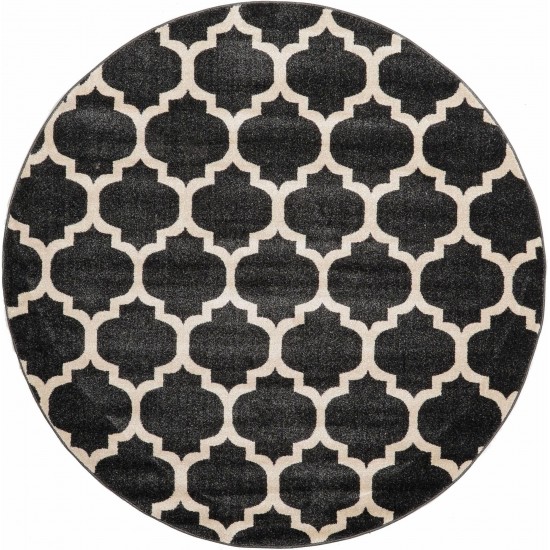 Rug Unique Loom Trellis Black Round 6' 0 x 6' 0