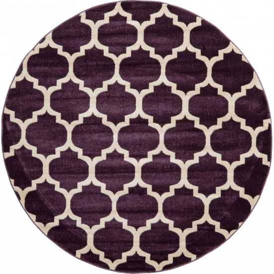 Rug Unique Loom Trellis Dark Purple Round 6' 0 x 6' 0