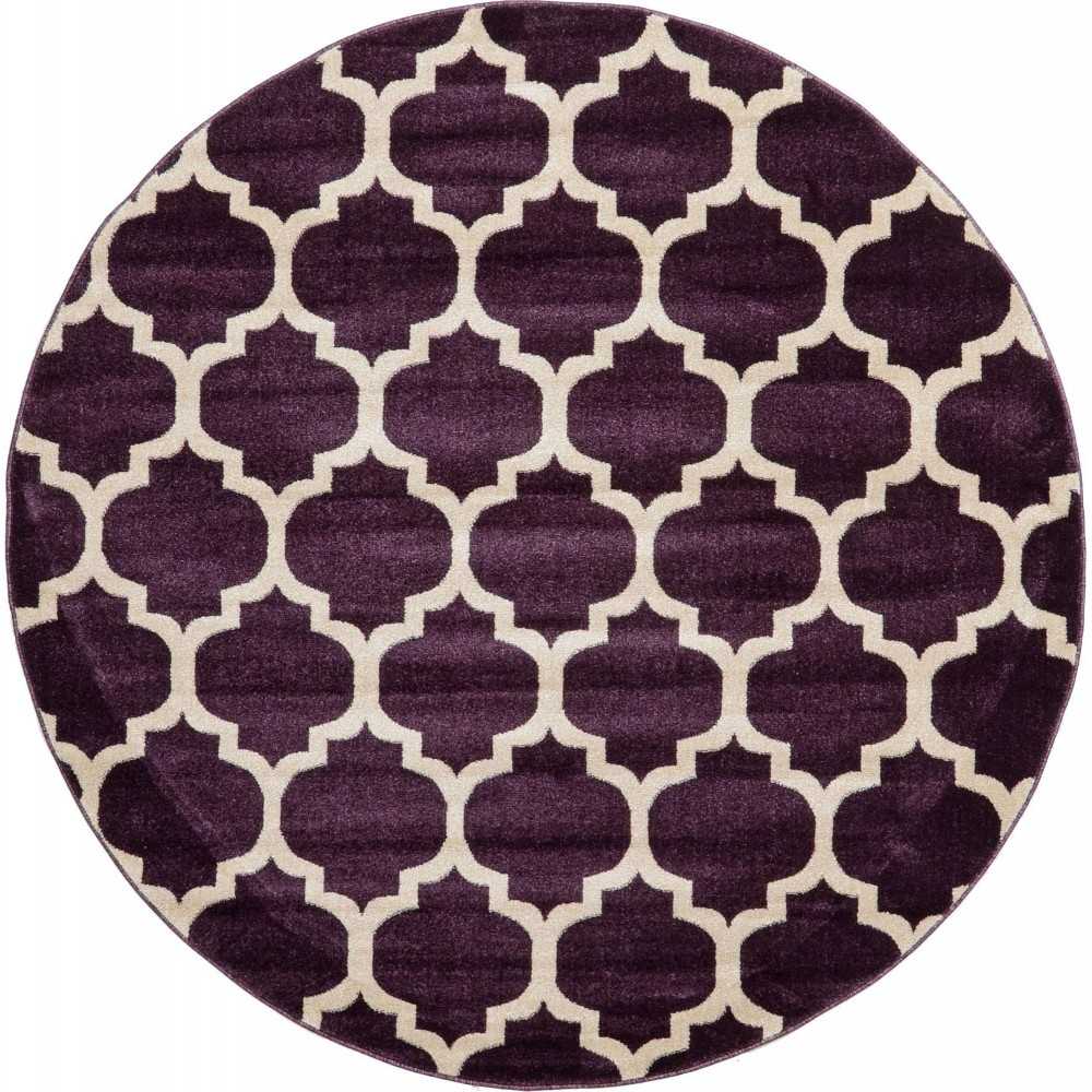 Rug Unique Loom Trellis Dark Purple Round 6' 0 x 6' 0