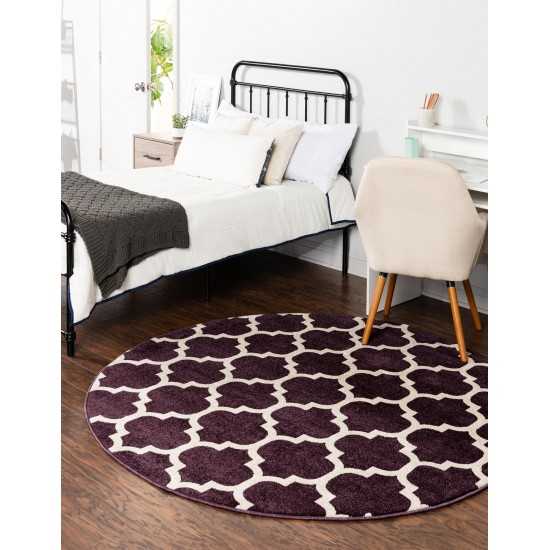 Rug Unique Loom Trellis Dark Purple Round 6' 0 x 6' 0