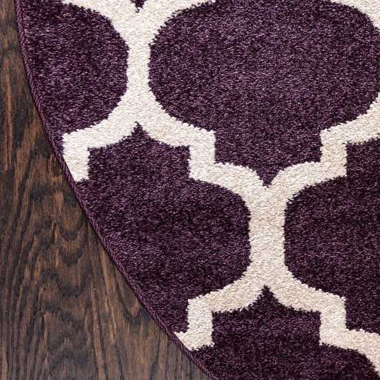 Rug Unique Loom Trellis Dark Purple Round 6' 0 x 6' 0