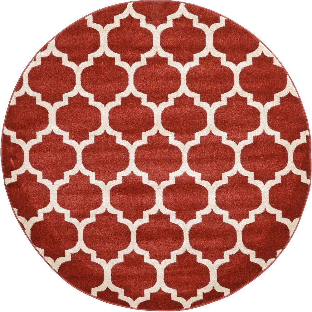 Rug Unique Loom Trellis Red Round 6' 0 x 6' 0