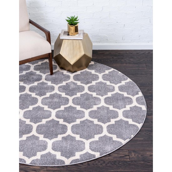 Rug Unique Loom Trellis Gray Round 6' 0 x 6' 0