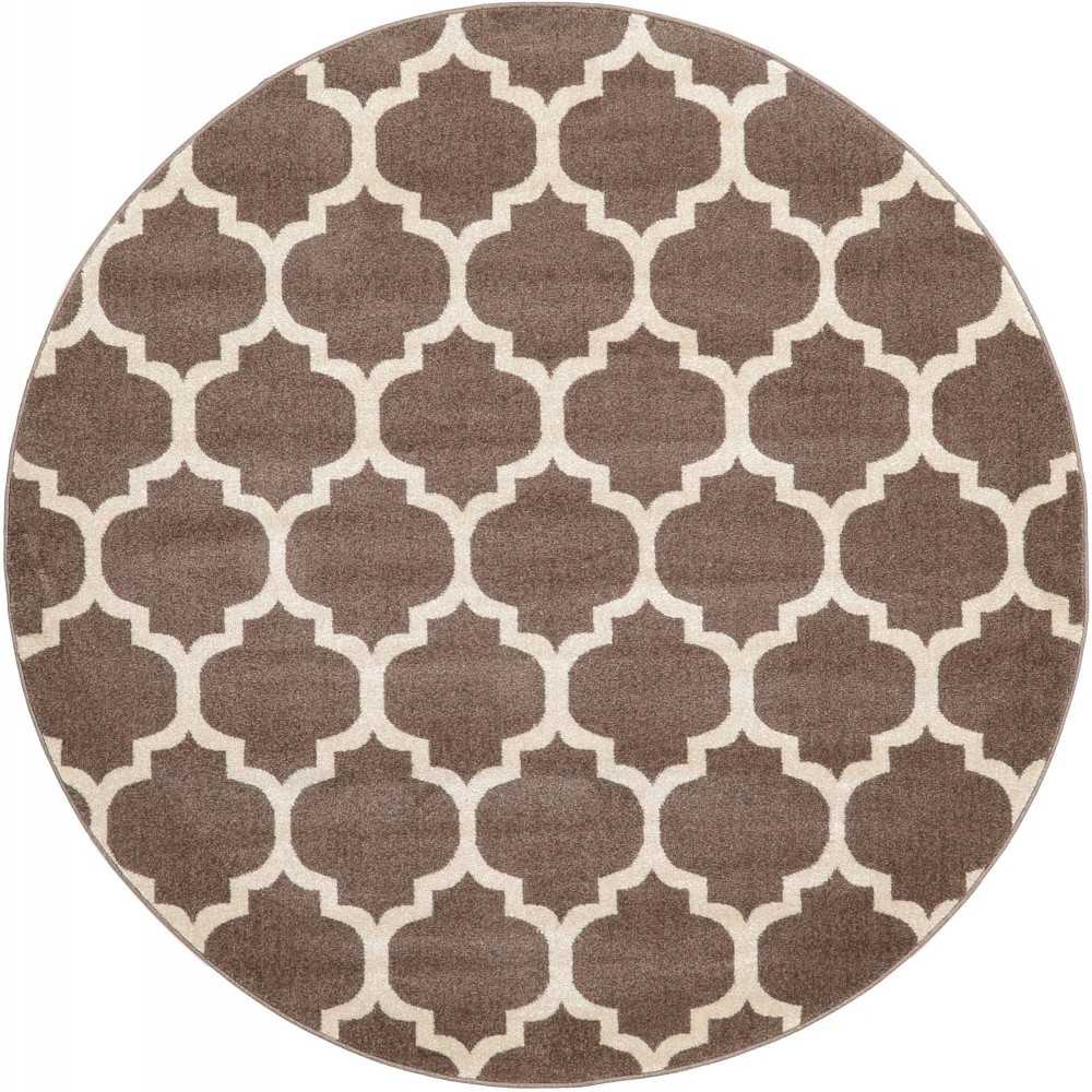 Rug Unique Loom Trellis Brown/Beige Round 6' 0 x 6' 0