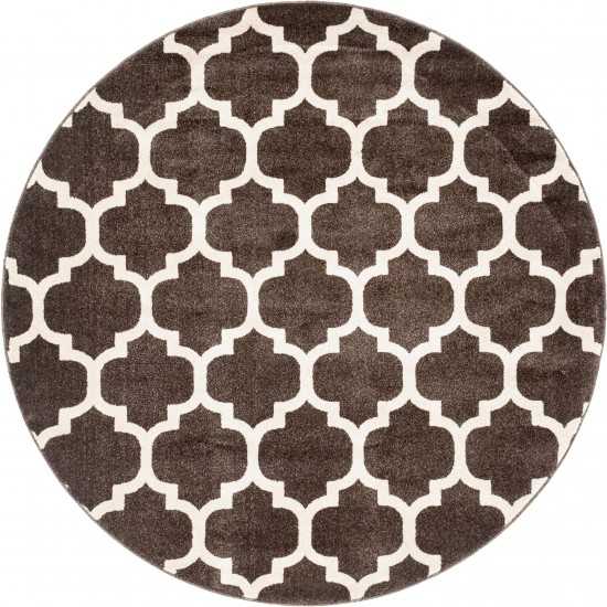 Rug Unique Loom Trellis Dark Brown/Beige Round 6' 0 x 6' 0