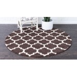 Rug Unique Loom Trellis Dark Brown/Beige Round 6' 0 x 6' 0