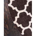 Rug Unique Loom Trellis Dark Brown/Beige Round 6' 0 x 6' 0