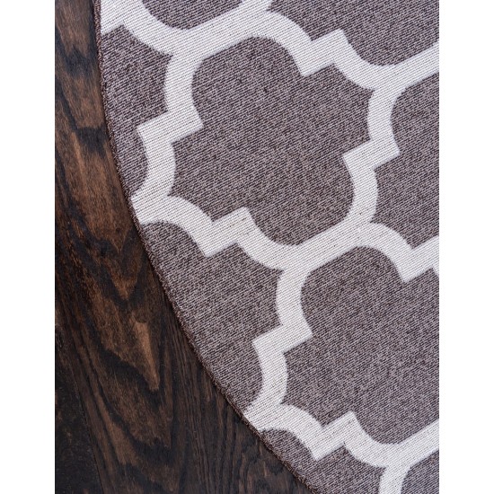 Rug Unique Loom Trellis Dark Brown/Beige Round 6' 0 x 6' 0