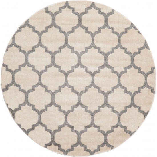 Rug Unique Loom Trellis Beige/Gray Round 6' 0 x 6' 0