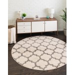 Rug Unique Loom Trellis Beige/Gray Round 6' 0 x 6' 0