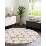 Rug Unique Loom Trellis Beige/Gray Round 6' 0 x 6' 0