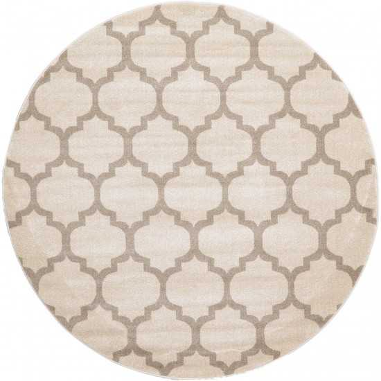 Rug Unique Loom Trellis Beige/Light Brown Round 6' 0 x 6' 0