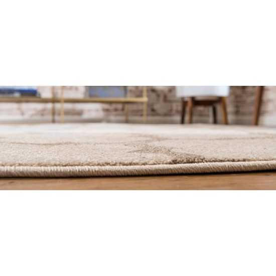 Rug Unique Loom Trellis Beige/Light Brown Round 6' 0 x 6' 0