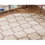 Rug Unique Loom Trellis Beige/Light Brown Round 6' 0 x 6' 0