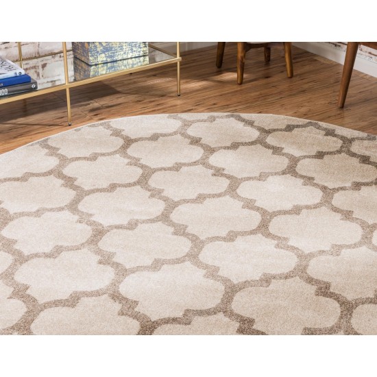 Rug Unique Loom Trellis Beige/Light Brown Round 6' 0 x 6' 0