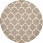 Rug Unique Loom Trellis Light Brown Round 6' 0 x 6' 0