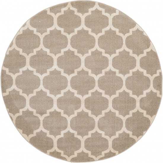 Rug Unique Loom Trellis Light Brown Round 6' 0 x 6' 0