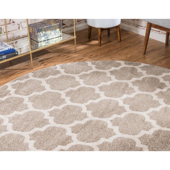 Rug Unique Loom Trellis Light Brown Round 6' 0 x 6' 0