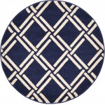 Rug Unique Loom Trellis Navy Blue Round 3' 3 x 3' 3