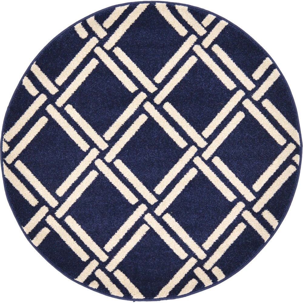 Rug Unique Loom Trellis Navy Blue Round 3' 3 x 3' 3 Rug Unique Loom Trellis Navy Blue Round 3' 3 x 3' 3