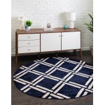 Rug Unique Loom Trellis Navy Blue Round 3' 3 x 3' 3