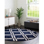 Rug Unique Loom Trellis Navy Blue Round 3' 3 x 3' 3