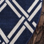 Rug Unique Loom Trellis Navy Blue Round 3' 3 x 3' 3