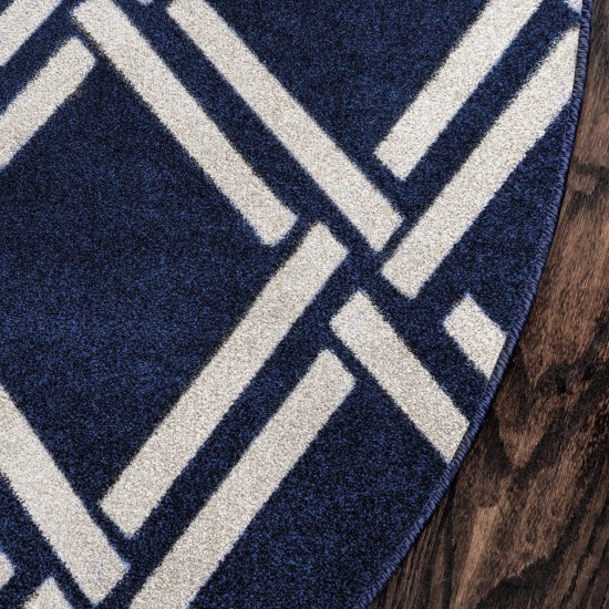 Rug Unique Loom Trellis Navy Blue Round 3' 3 x 3' 3